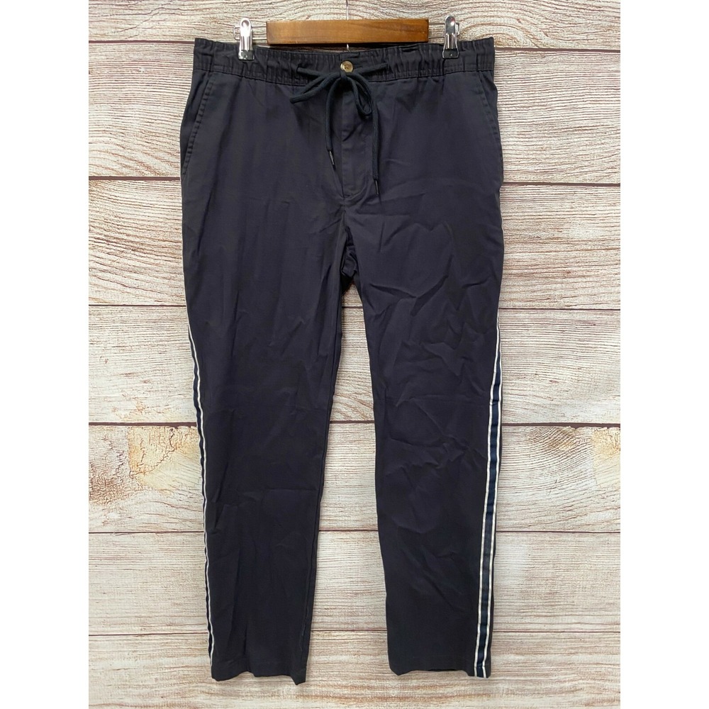 Club Room Pants Mens Size XL Navy Striped Elastic Waist Drawstring Stretch New